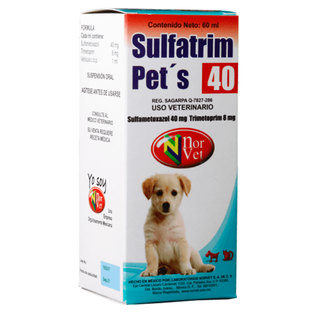 Sulfatrim-Pets 40 mg. Suspensión Oral 60 ml - Norvet Sulfatrim-Pets 40 mg. Suspensión Oral 60 ml - Norvet